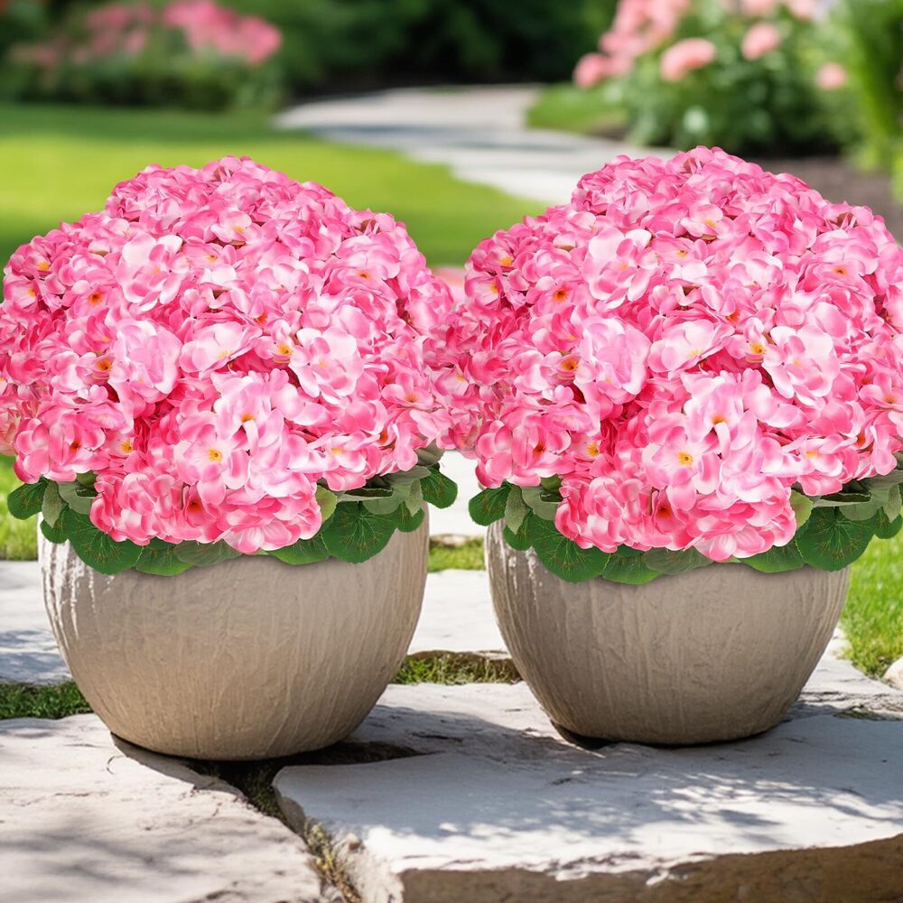 8301 6 Bundles Artificial Flowers for Outdoors, Faux Geraniums Artificial